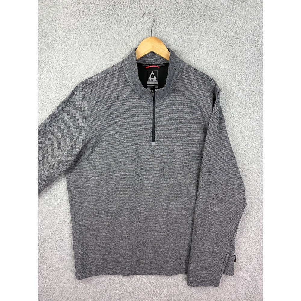 Gerry Pullover Mens 2XL Gray Striped 1/4 Zip Stretch Long Sleeve Athletic Top